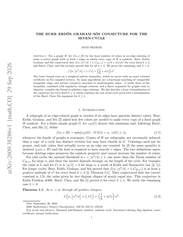 First page of The Burr-Erdős-Graham-Sós conjecture for the seven-cycle