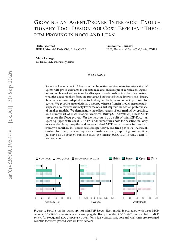 First page of Growing an Agent/Prover Interface: Evolutionary Tool Design for Cost-Efficient Theorem Proving in Rocq and Lean