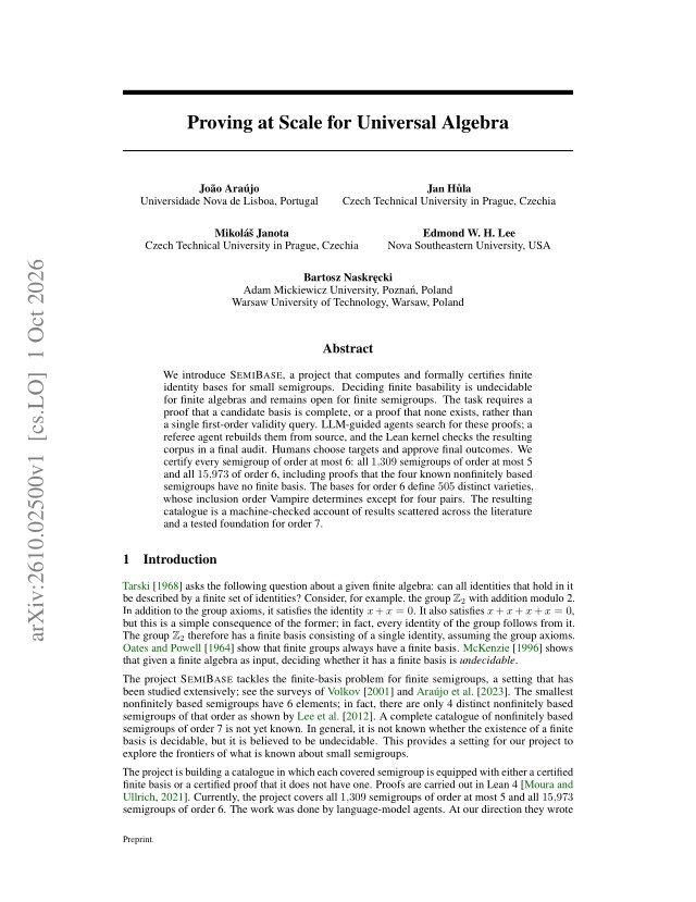 First page of Proving at Scale for Universal Algebra