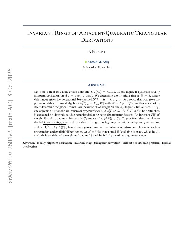 First page of Invariant Rings of Adjacent-Quadratic Triangular Derivations