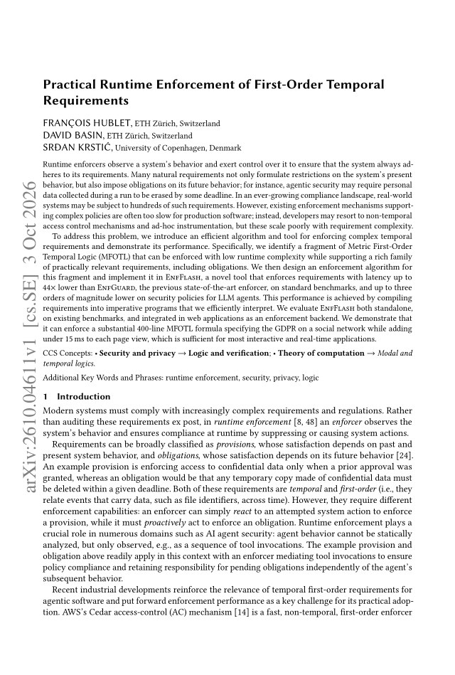 First page of Practical Runtime Enforcement of First-Order Temporal Requirements
