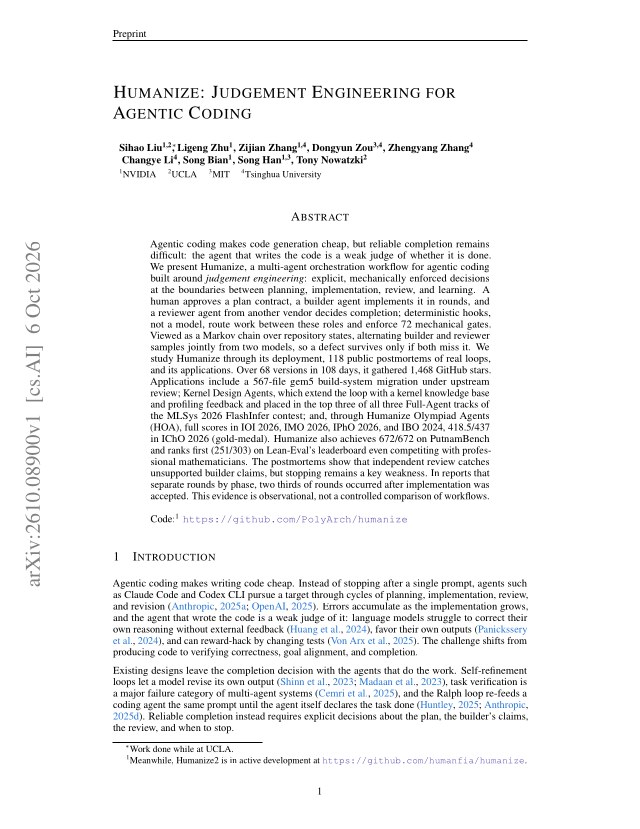 First page of Humanize: Judgement Engineering for Agentic Coding