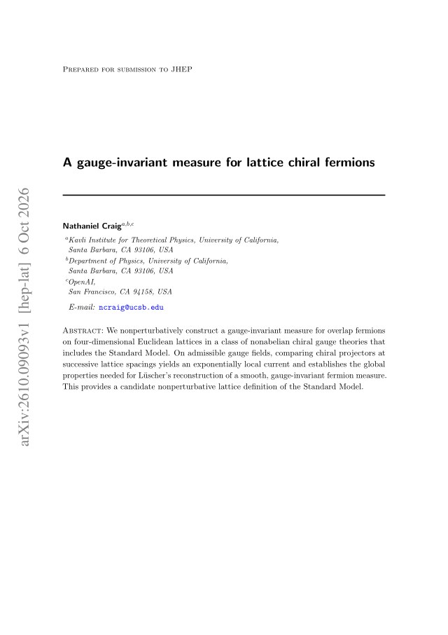 First page of A gauge-invariant measure for lattice chiral fermions