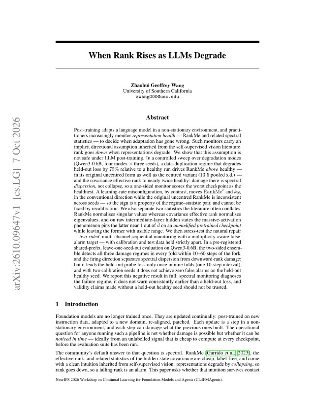 First page of When Rank Rises as LLMs Degrade