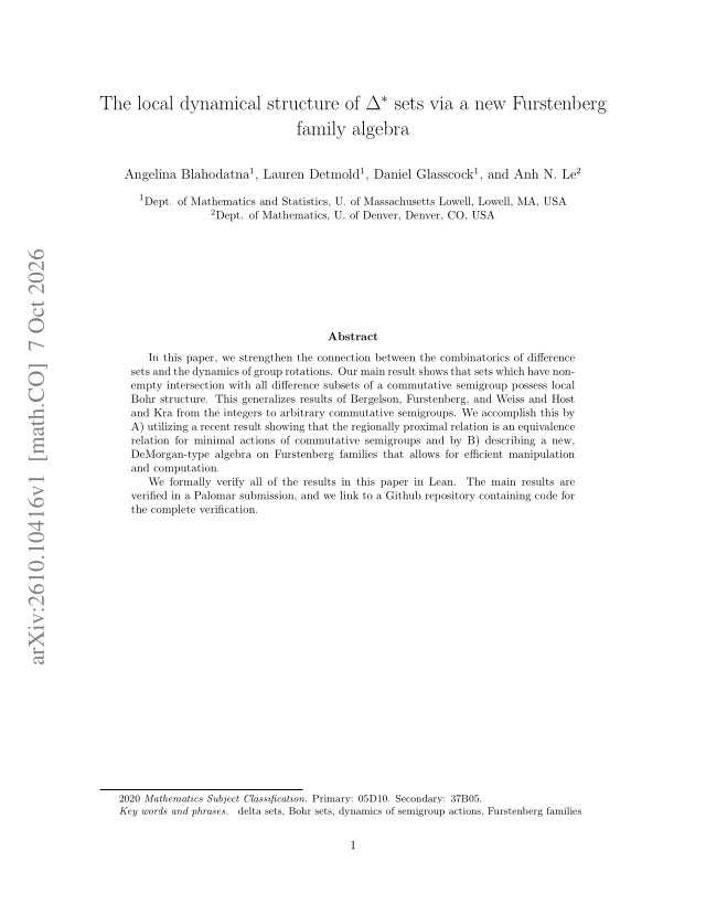 First page of The local dynamical structure of $Δ^*$ sets via a new Furstenberg family algebra