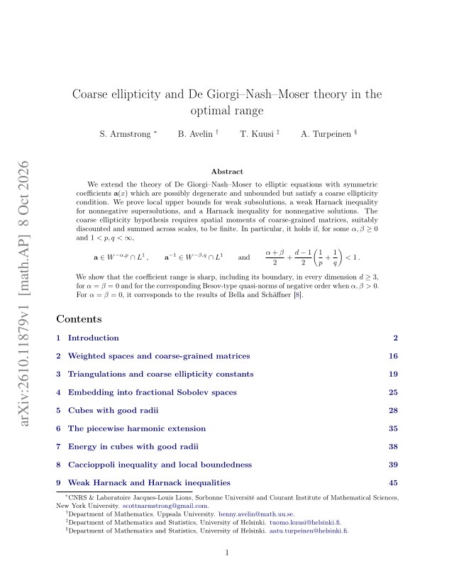 First page of Coarse ellipticity and De Giorgi-Nash-Moser theory in the optimal range