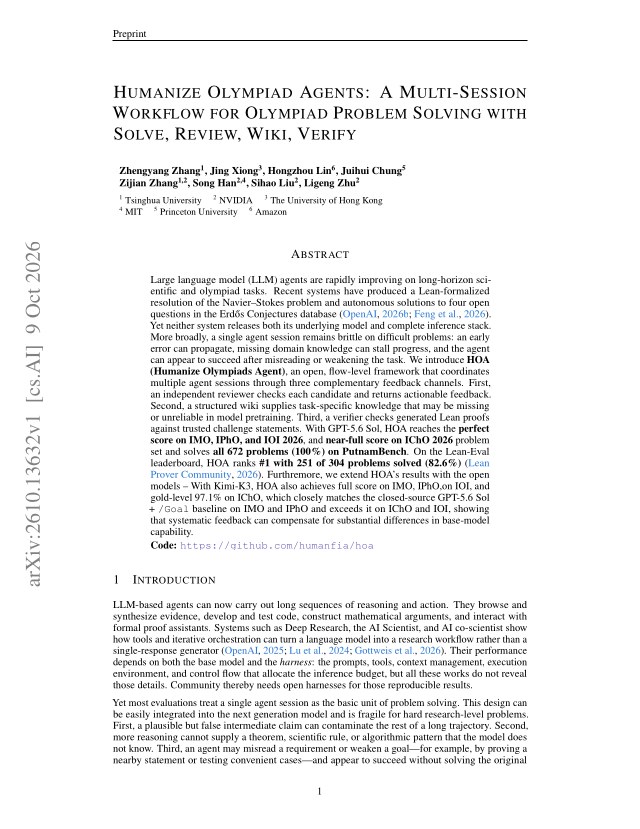 Humanize Olympiad Agents: A Multi-Session Workflow for Olympiad Problem ...