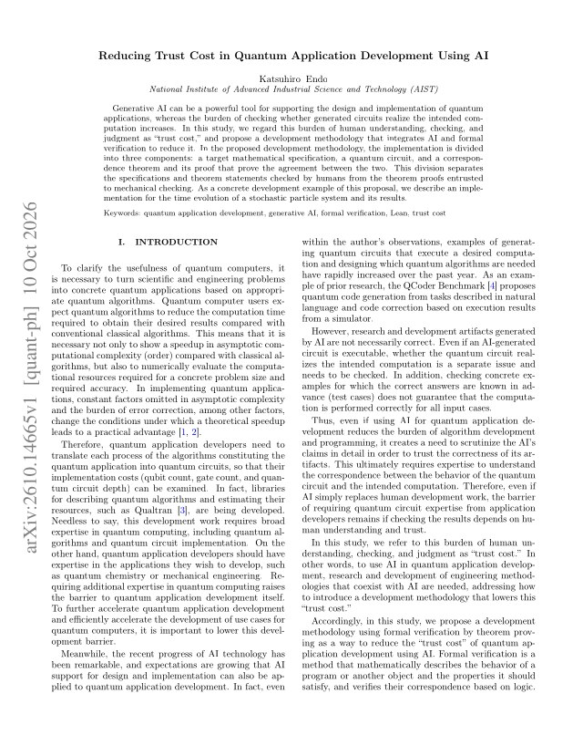 First page of Reducing Trust Cost in Quantum Application Development Using AI