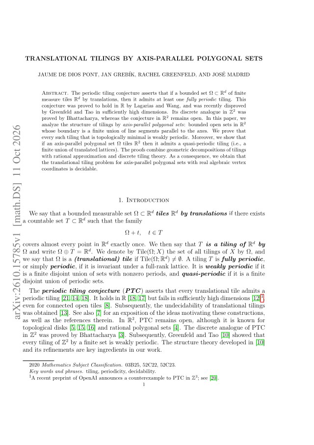 First page of Translational tilings by axis-parallel polygonal sets