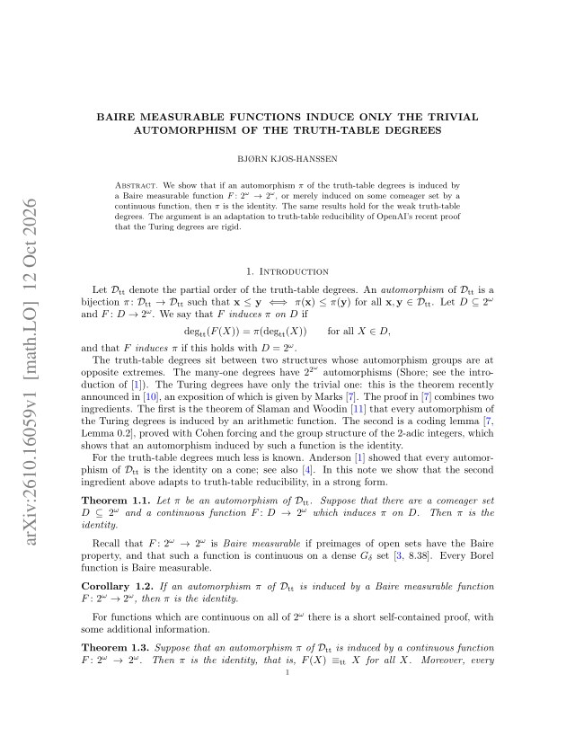 First page of Baire measurable functions and automorphisms of the truth-table degrees