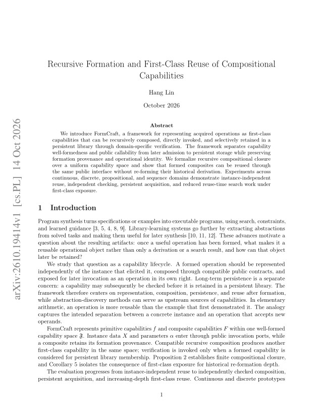 First page of Recursive Formation and First-Class Reuse of Compositional Capabilities