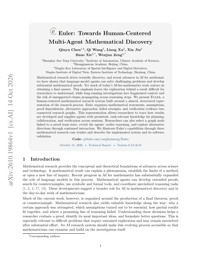 First page of Euler: Towards Human-Centered Multi-Agent Mathematical Discovery