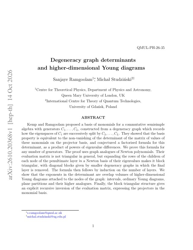 First page of Degeneracy graph determinants and higher-dimensional Young diagrams