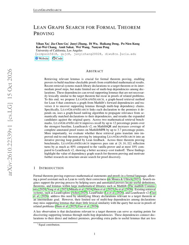 First page of Lean Graph Search for Formal Theorem Proving