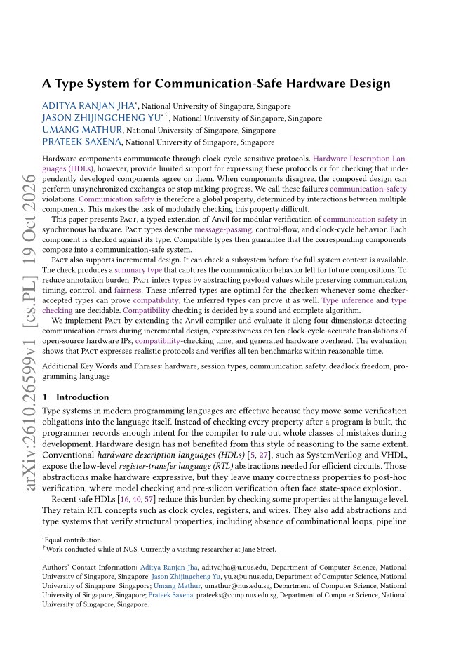 First page of A Type System for Communication-Safe Hardware Design