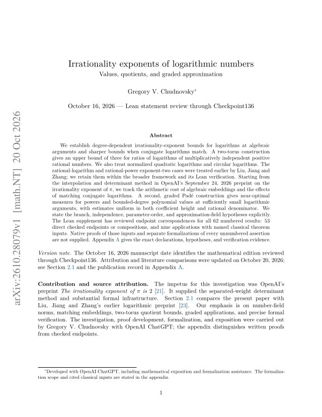 First page of Irrationality exponents of logarithmic numbers: Values, quotients, and graded approximation