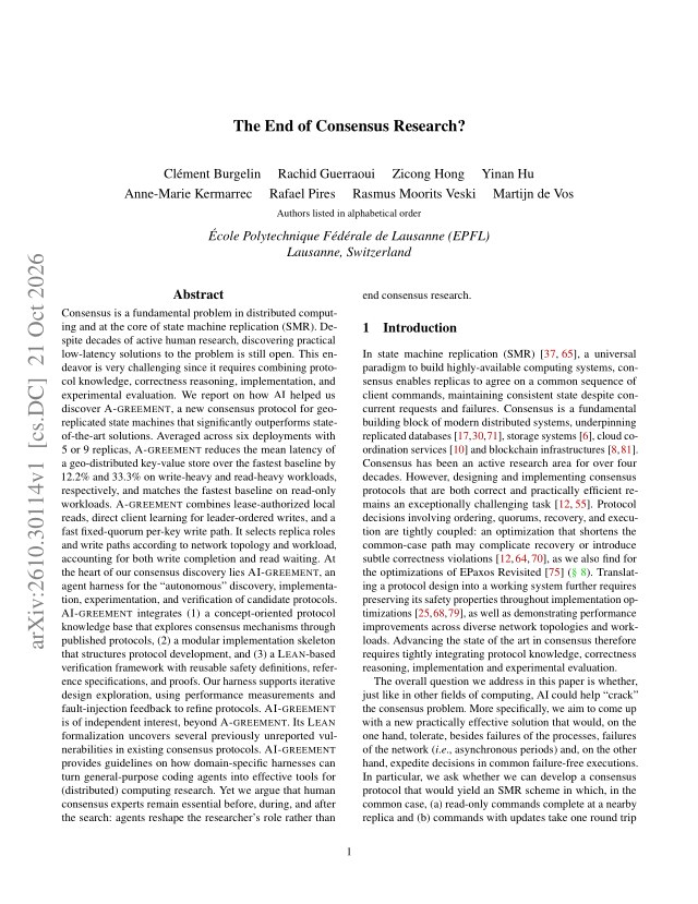 First page of The End of Consensus Research?