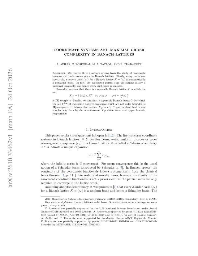 First page of Coordinate systems and maximal order complexity in Banach lattices
