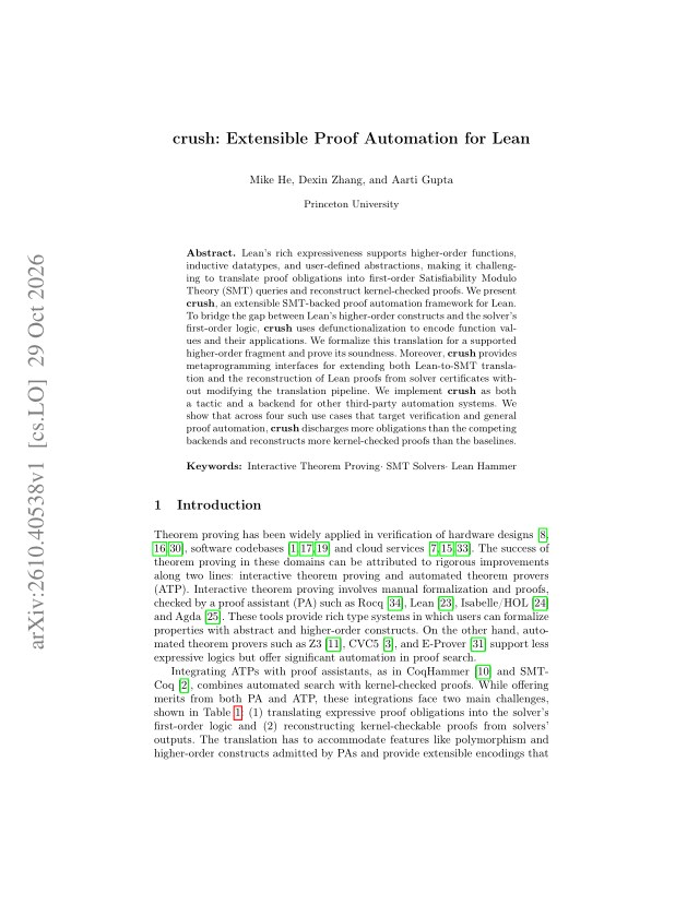 First page of crush: Extensible Proof Automation for Lean